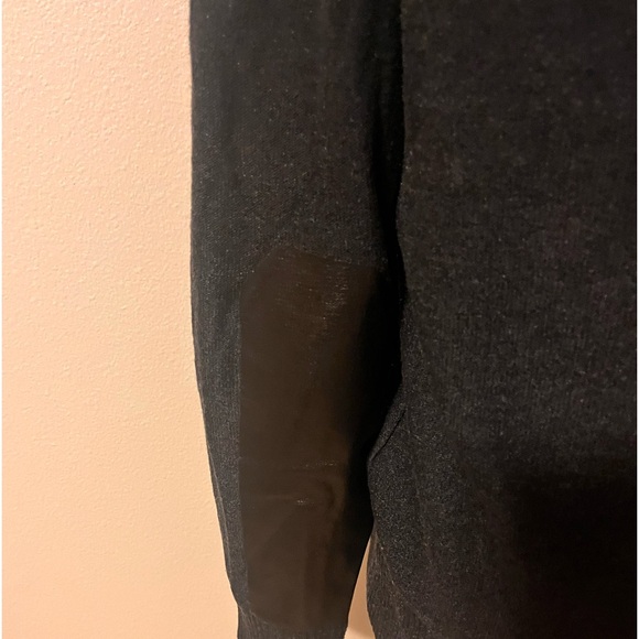 Banana Republic NWT black zip up sweater cotton w unique fake leather forearm. - Picture 2 of 5